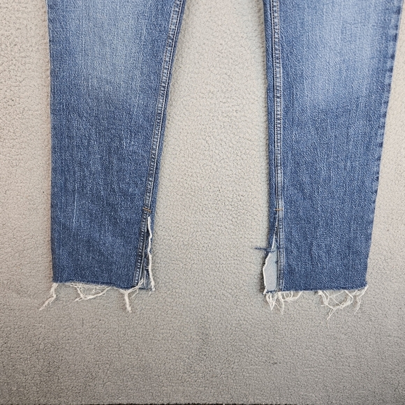 Zara Womens Jeans Sz 8 Blue Denim Split Inside Hem 90's High Waisted Stretch - Picture 4 of 11